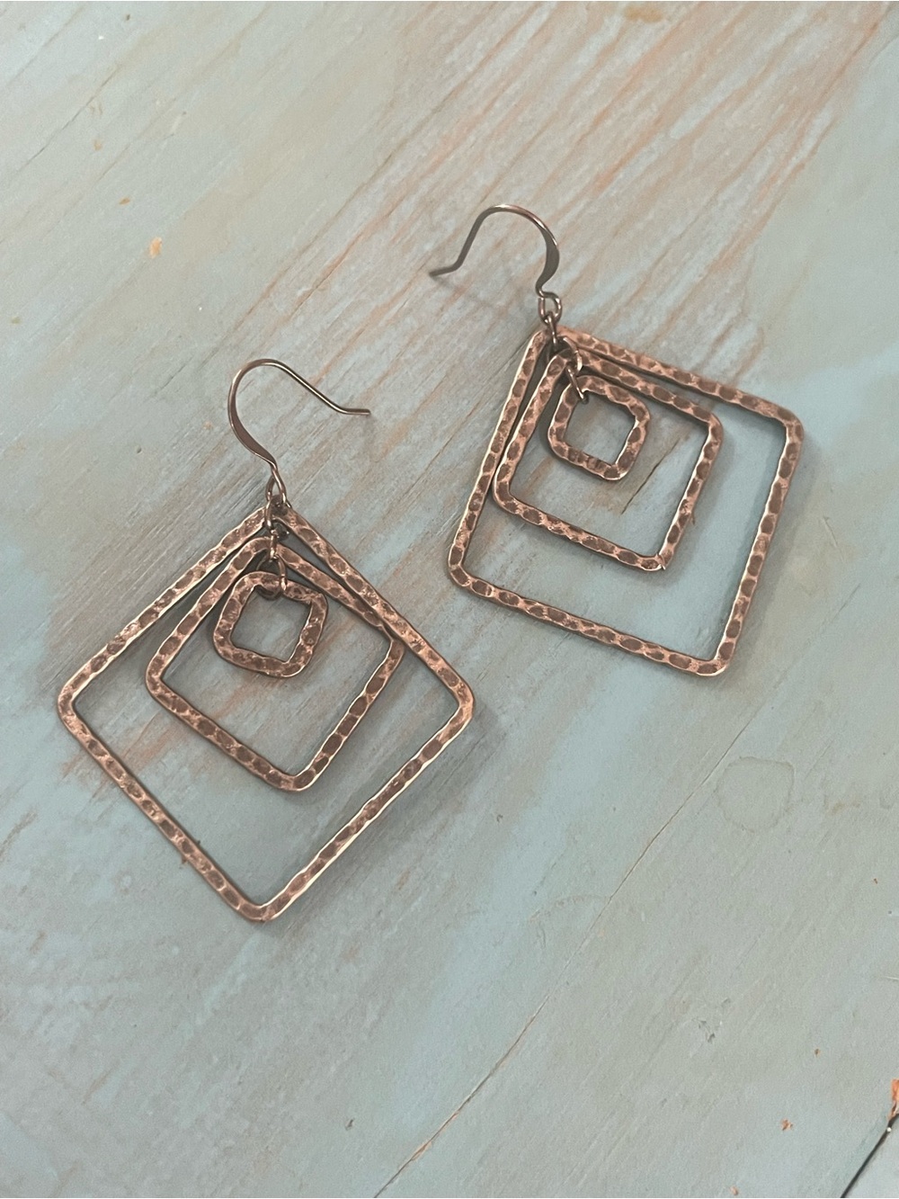 RESTOCKED Square Hammered Gunmetal Hoop Earrings Everyday Dangle Textured